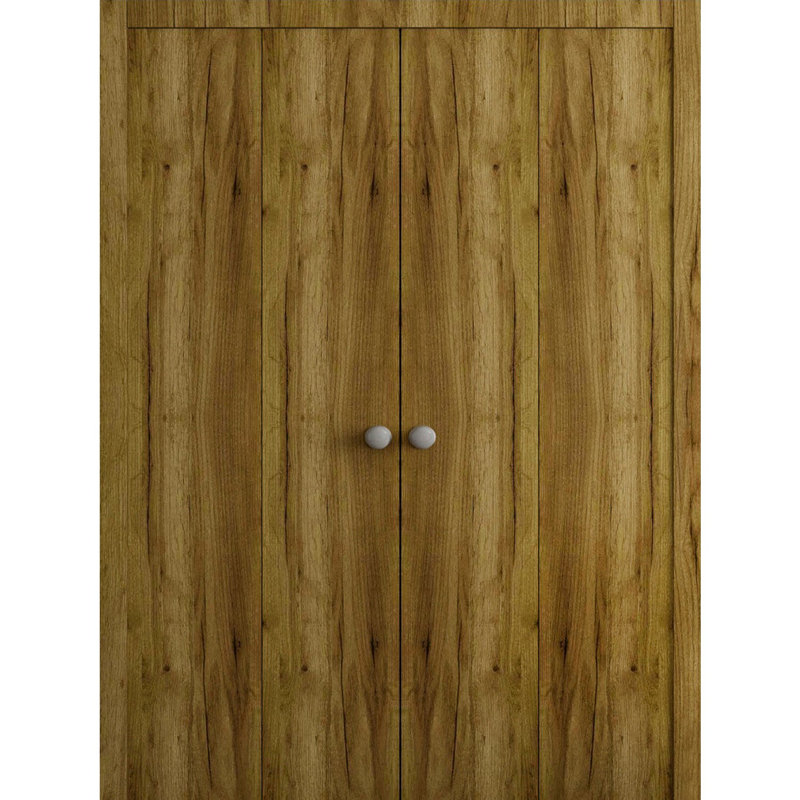 Portes coulissantes doubles pour garde-robe coulissante - ESSENTIEL 8001 - Ensemble de quincaillerie de moulures à moulures robustes - Portes de garde-robe de chambre en bois massif
