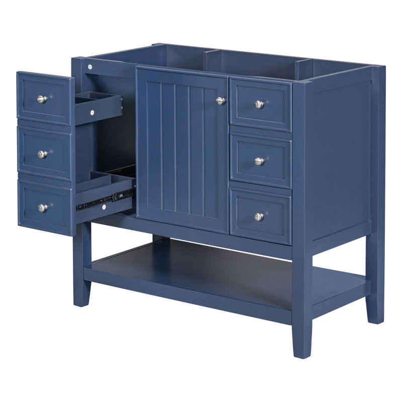 36" Blue Painted Freestanding Bathroom Vanity Cabinet with Drawers
