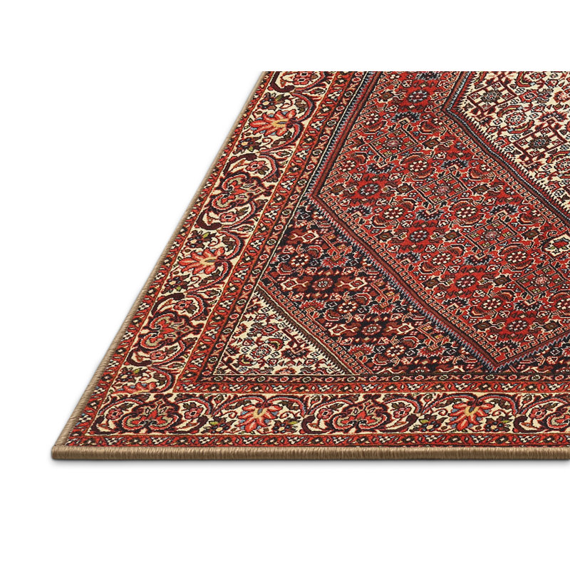 Tapis en laine rouge / beige, Rectangle 2 pi x 3 pi