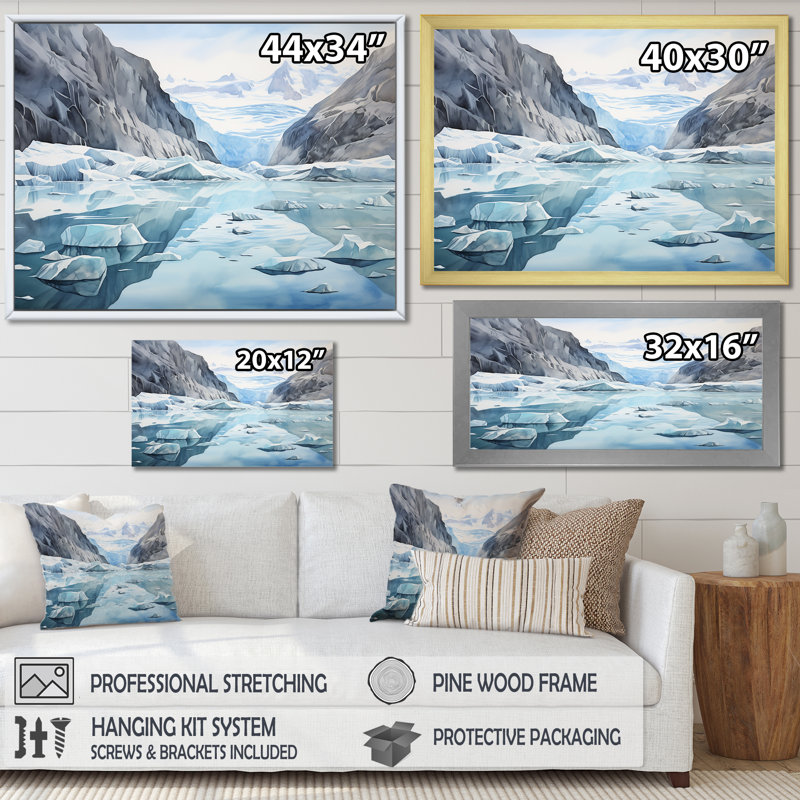 «Groenland Frozen Wonderland Lansdcape V» - impression, Cadre flottant noir, H 30 po x l 40 po x P 1,5 po