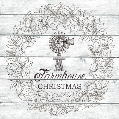 «Farmhouse Christmas Wreath» par Deb Strain - reproduction