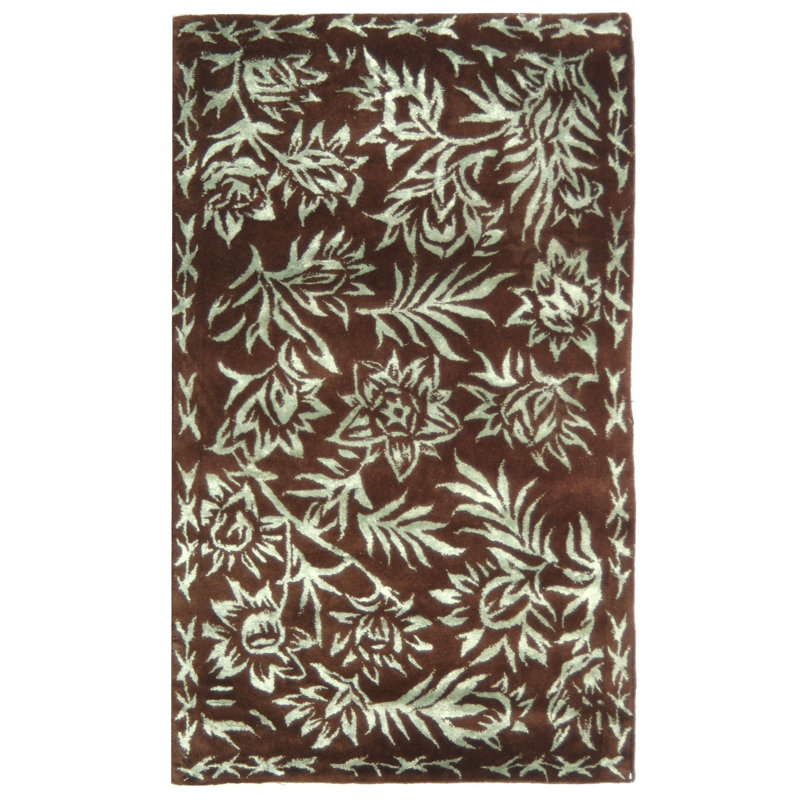 Tapis floral en laine et viscose Zara, Rectangle 2 pi 6 po x 4 pi 2 po
