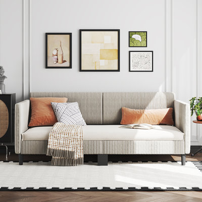 Twin Daybed Corduroy Upholstered Guest Bed Comfy Sleeper Couch Sofa Bed