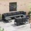  Garden Sofa Set With Cushion 10 Pcs Black Aluminium