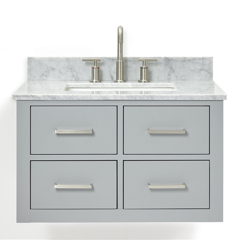 Ensemble de meuble-lavabo mural simple 31 po Ceinture, Gris, Nickel brossé