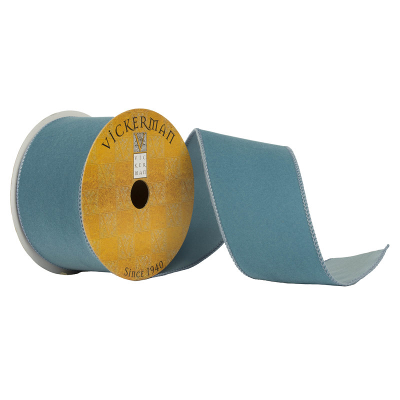  Ruban de Noël en velours tissé bleu 2,5 po x 10 verges Forever