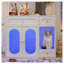 Modern Cat Litter Box Enclosure with LED Light - White Hidden Litter Box Furniture with Storage Drawers, Acrylic Doors End Table for Living Room