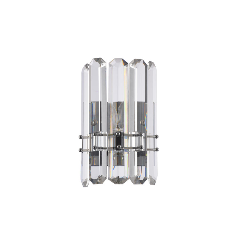 Giusti 1 Light Chrome Wall Sconce With Crystal Accents, Chrome
