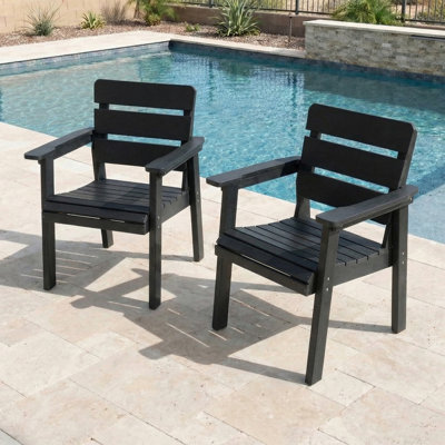 All-weather Patio Chairs With Armrests Patio Dining Chair Set Of 2