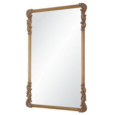 Classic Wall Mirror Antique Gold Frame 36" H Decorative Accent