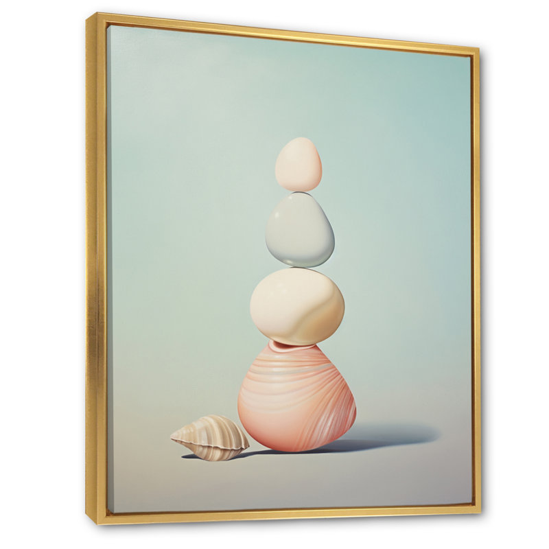 Impression sur toile Lashonn Seashell, Cadre flottant doré, H 40 po x l 30 po x P 1,5 po