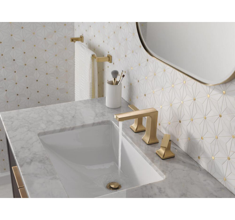 Velum Widespread Bathroom Faucet 3 Hole, 2-handle Bathroom Sink Faucet with Drain Assembly, Champagne Bronze