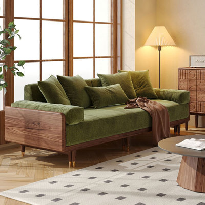 Loveseat Green Chenille Sleeper sofa