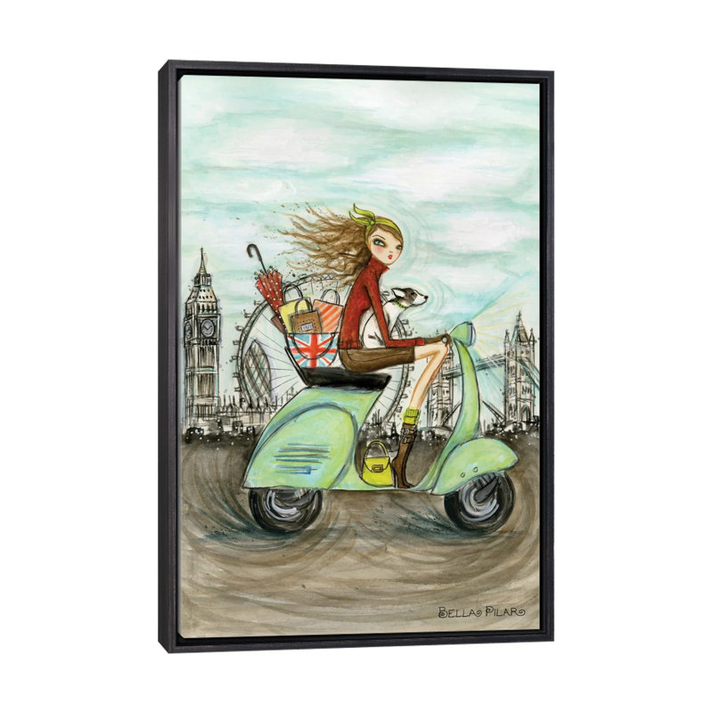 Art de londres, H 48 po x l 32 po x P 1,5 po, Toile avec cadre noir patiné