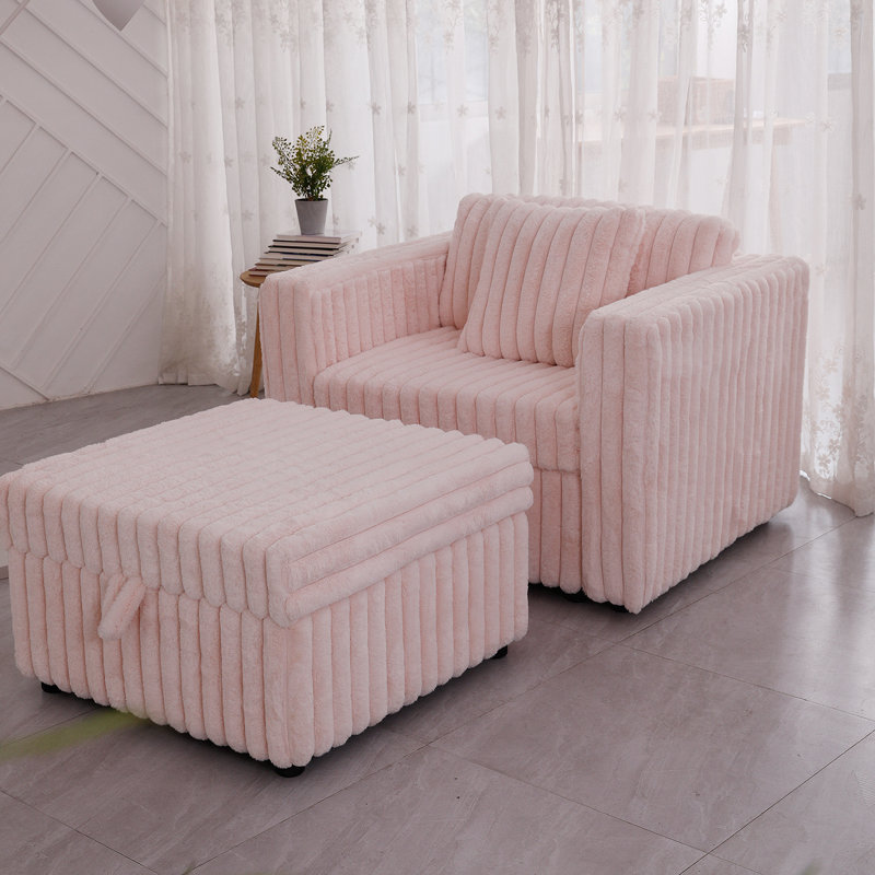 Canapé modulaire confortable et élégant avec coussins amovibles et rangement caché, Rose clair