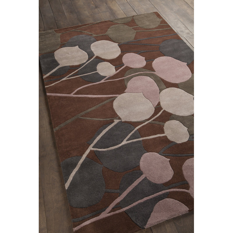 Tapis d'intérieur brun clair en laine touffeté à la main Stolz, Rectangle 5 pi x 7 pi 6 po