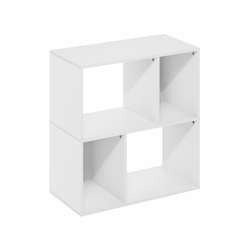 Ebern Designs Cate 4-Cube Irregular Cubes Bookcase, Bookshelf, Storage Organizer, White