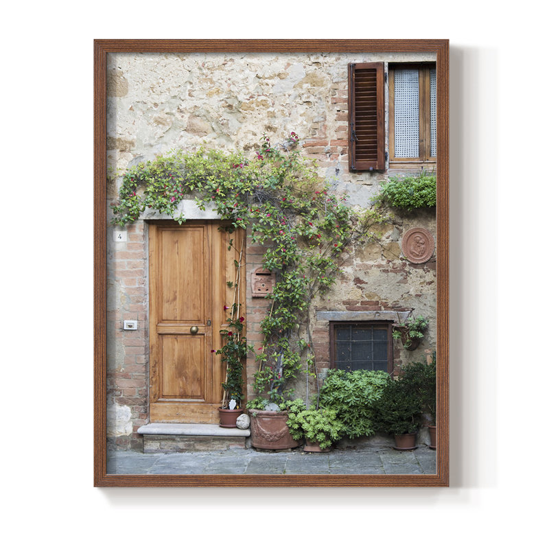 Reproduction encadrée d'entrée en bois massif Pienza, Brun, H 20 po x l 16 po