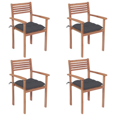 Chaise de patio en teck avec coussins Aimery