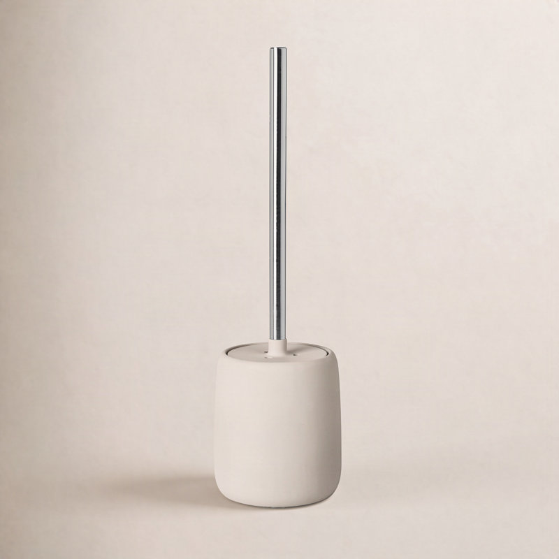 SONO 15.37" Ceramic Toilet Brush and Holder, Moonbeam
