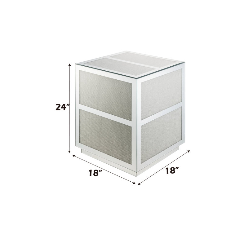 Table de bout carrée Noram Glam avec bordure biseautée en miroir