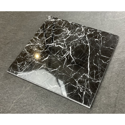 12" X 12" Micro-beveled Nero Marquina Marble Wall and Floor Tile