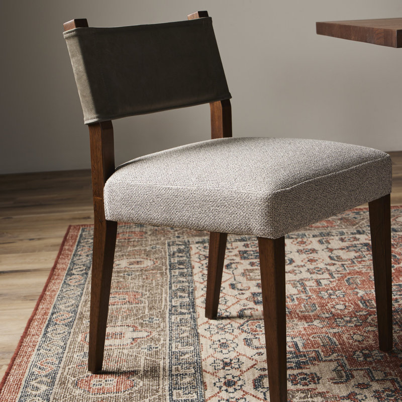 Side Chair in Charcoal, Polyester/Leather Nubuck Charcoal, Brown
