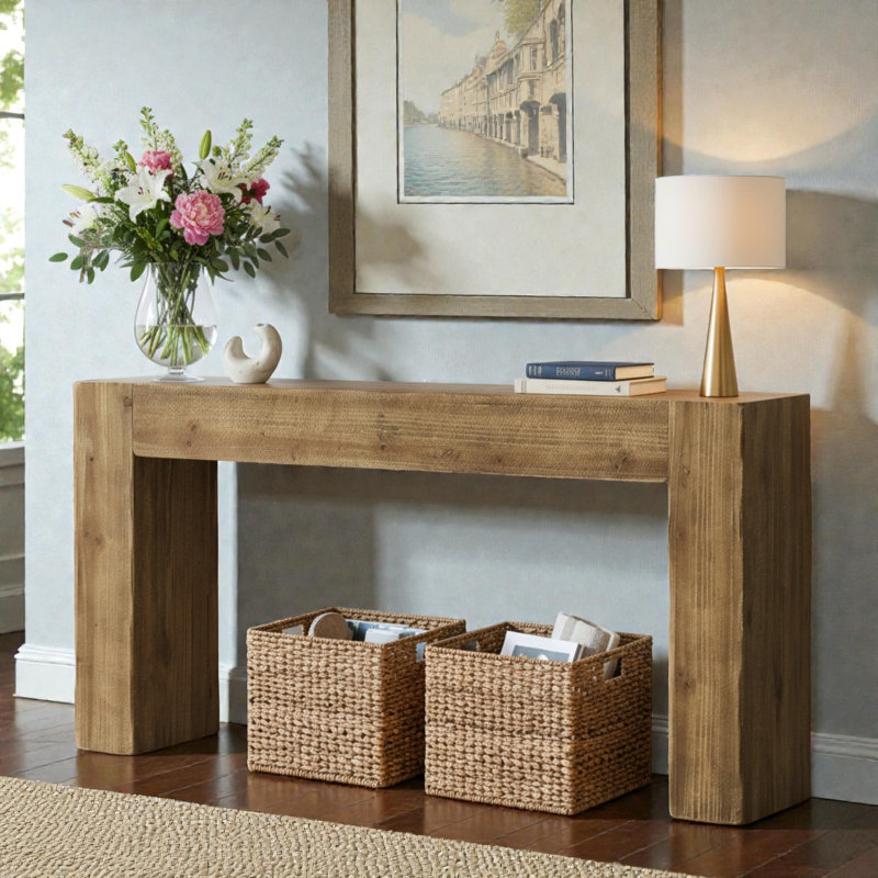 Console 63 po, table d'entrée en bois
