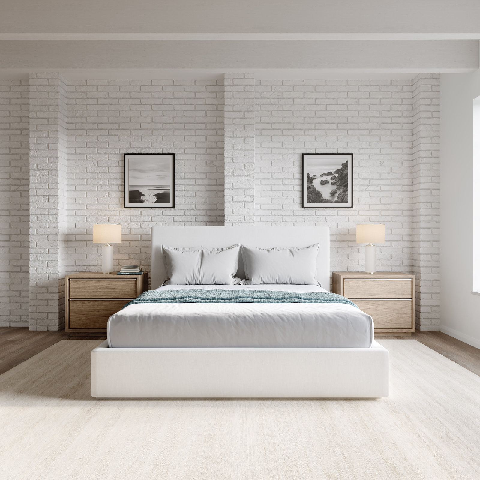 Baccarat Upholstered Bed, King, Pearl