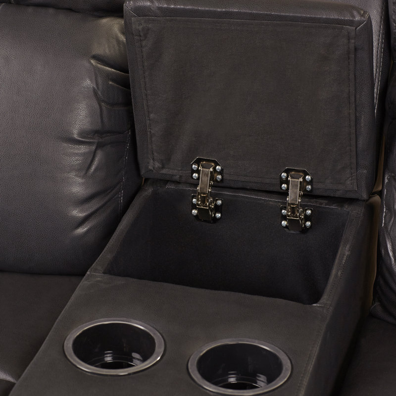 Cox 77" Pillow Top Arm Reclining Loveseat, Black Faux Leather