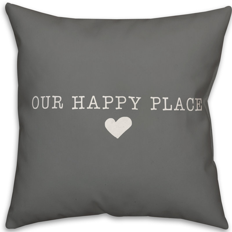 Textual Outdoor Throw Pillow, Gray/White, 18" H x 18" W