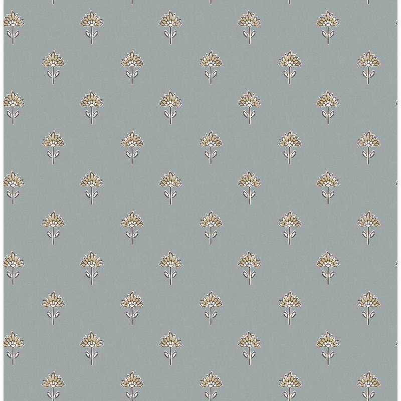 Papier peint floral Surdiva, Bleu clair