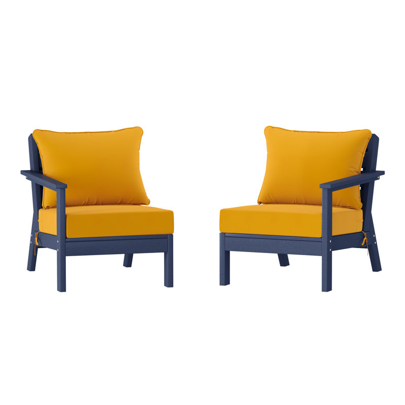 Ensemble de sièges profonds avec coussins, Marine, Yellow