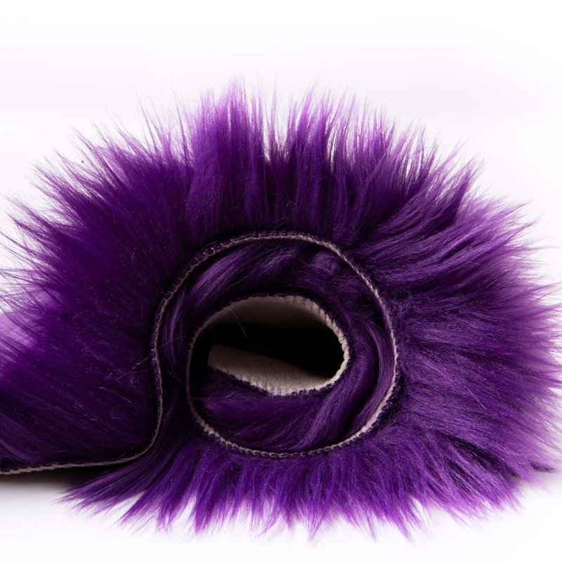 Grape Purple Faux Sheepskin Fur Fluffy Shag Area Rug, Round 5'