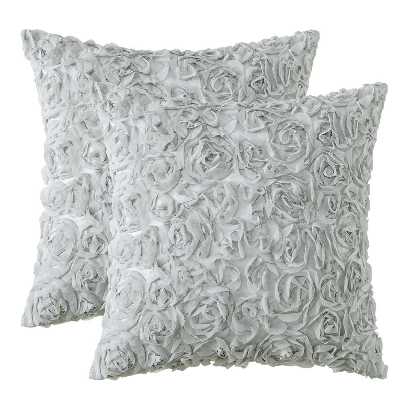 Microsuede Pillow Cover, 18" x 18", Silver Gray