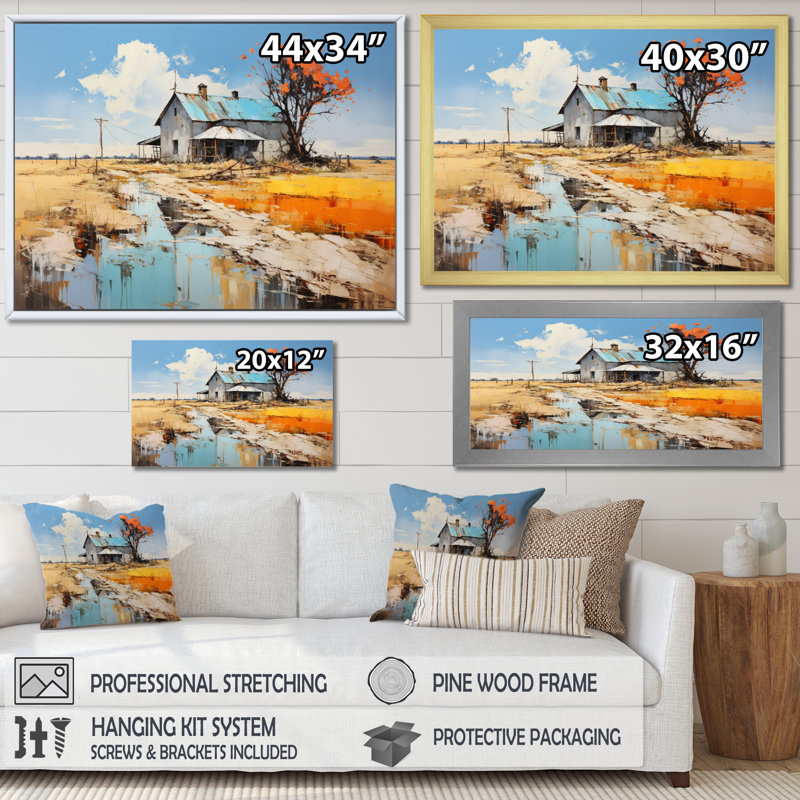Mariita Farmhouse Farmstead Abstraction III - Imprimé, Cadre flottant noir, H 24 po x l 32 po x P 1 po