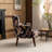 Upholstered Mid Century Modern Floral Accent Armchair with Solid Wood Legs-1694190710