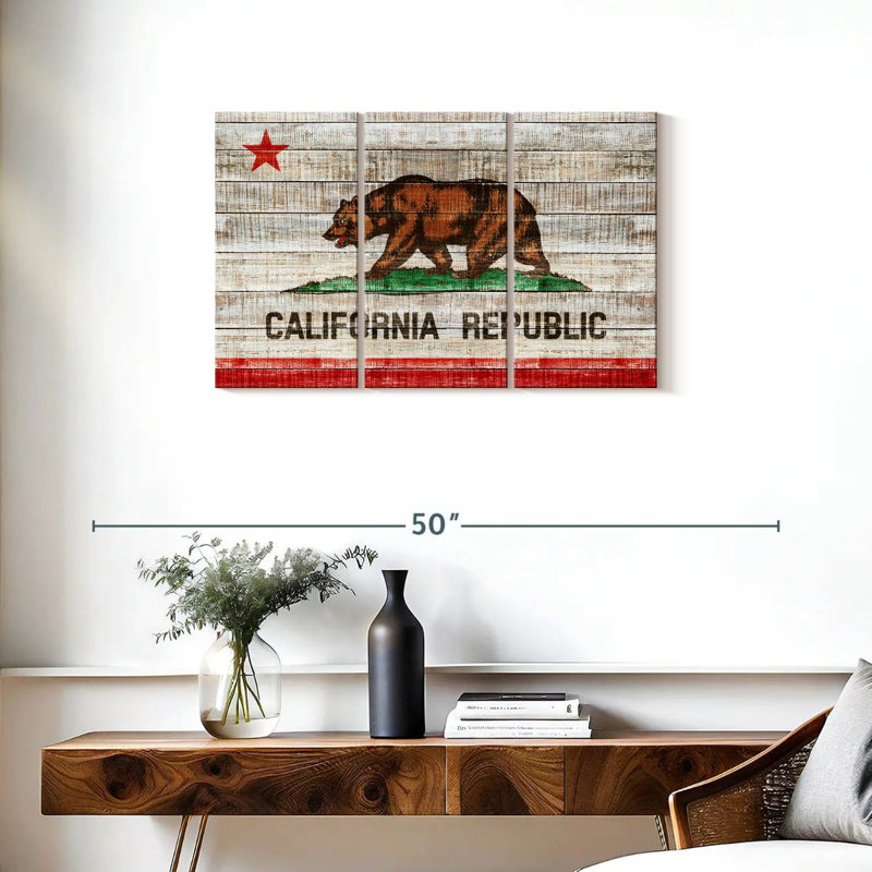 Borges Rustic California Flag, 20" H x 33" W