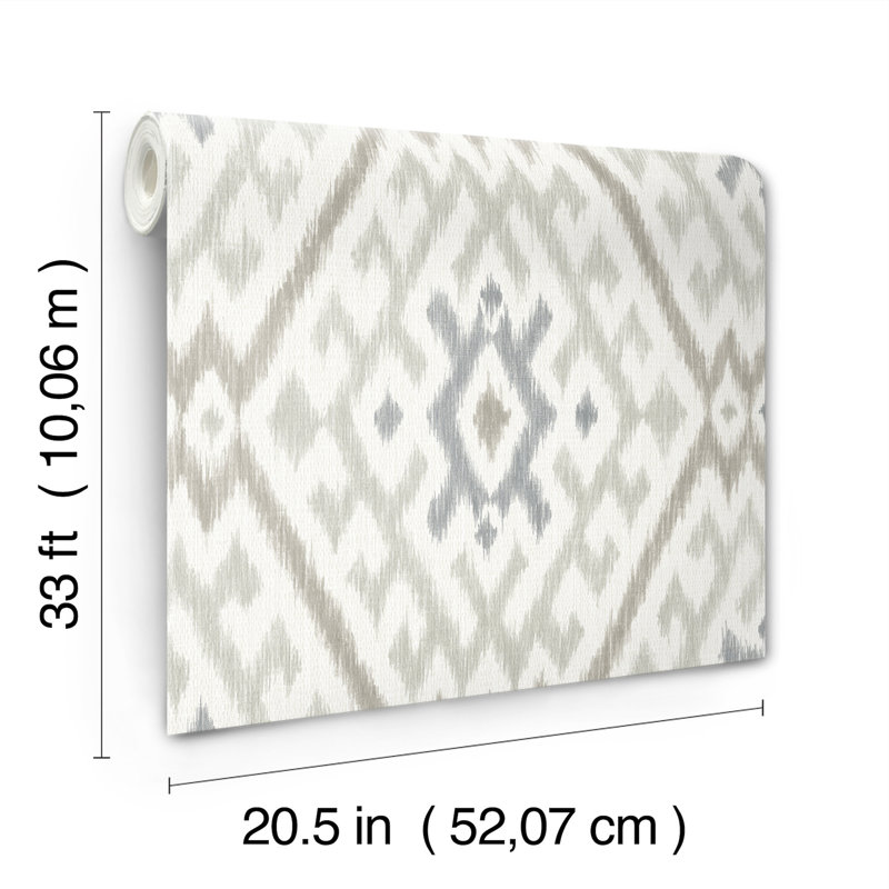 Solola Chartreuse Ikat Wallpaper, Gray
