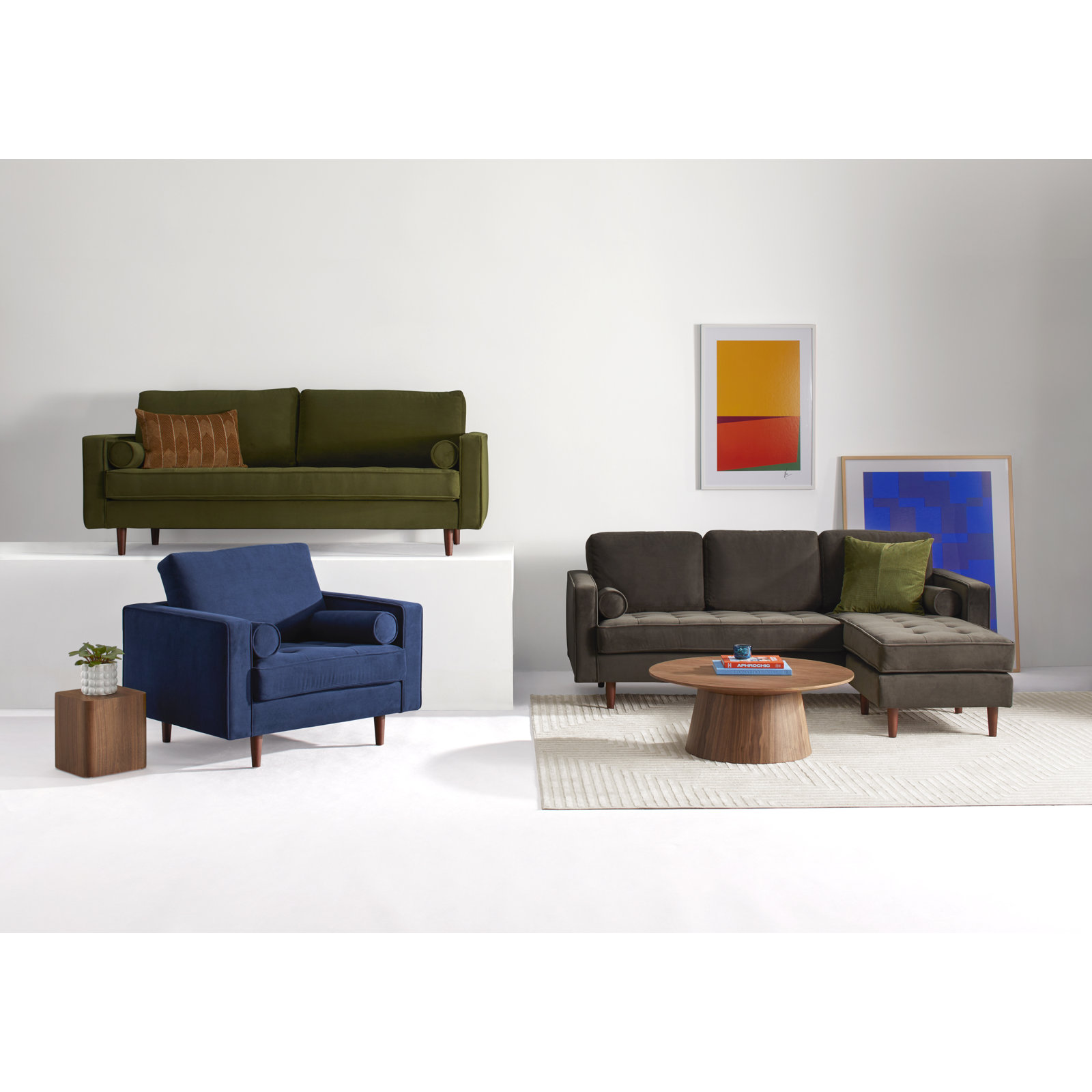 Pritchett Upholstered Armchair, Ink Blue Performance Velvet