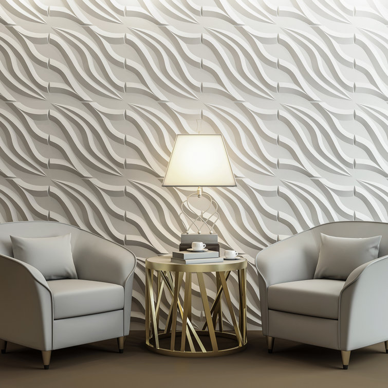 Wave PVC Decorative Black Wall Panel for Living Room 19.7 in. x 19.7 in. x  1 in. (12-Pack)