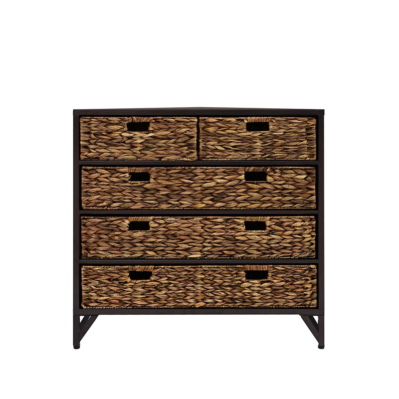 Commode d'appoint de coin 5 tiroirs Pensacola, Noyer
