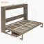 Grand lit escamotable mural avec rangement, armoire-lit pliable avec coiffeuse, miroir central et 2 tiroirs latéraux, gris vieilli-1164907887
