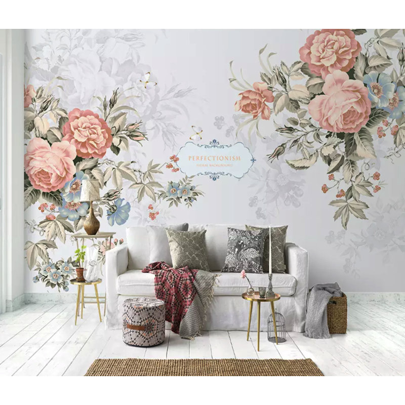 Floral Wall Mural, 9.5' L x 17' W