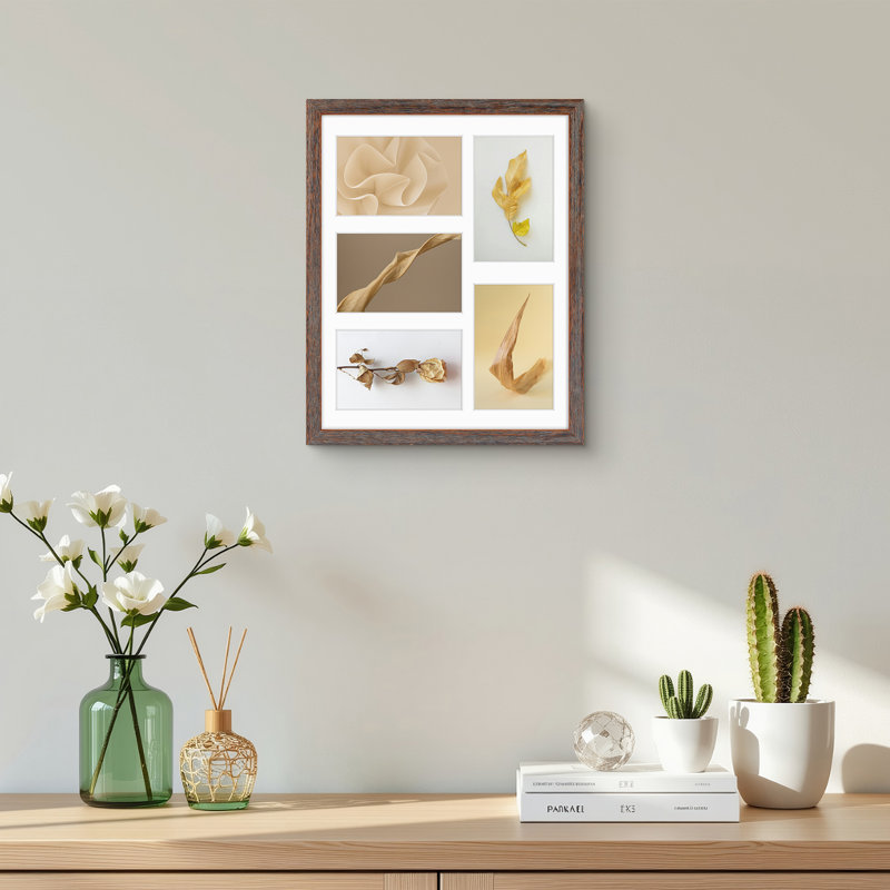 Modern Wooden Frame with White Mat, Brown