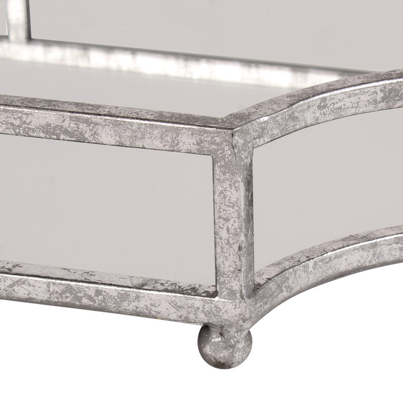 Brionna Mirrored Glass Tray, Silver
