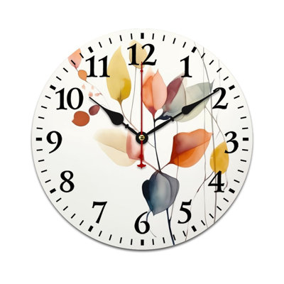 Multicolor 12 x 12 in Wall Clock Decorative, Watercolor Leaves