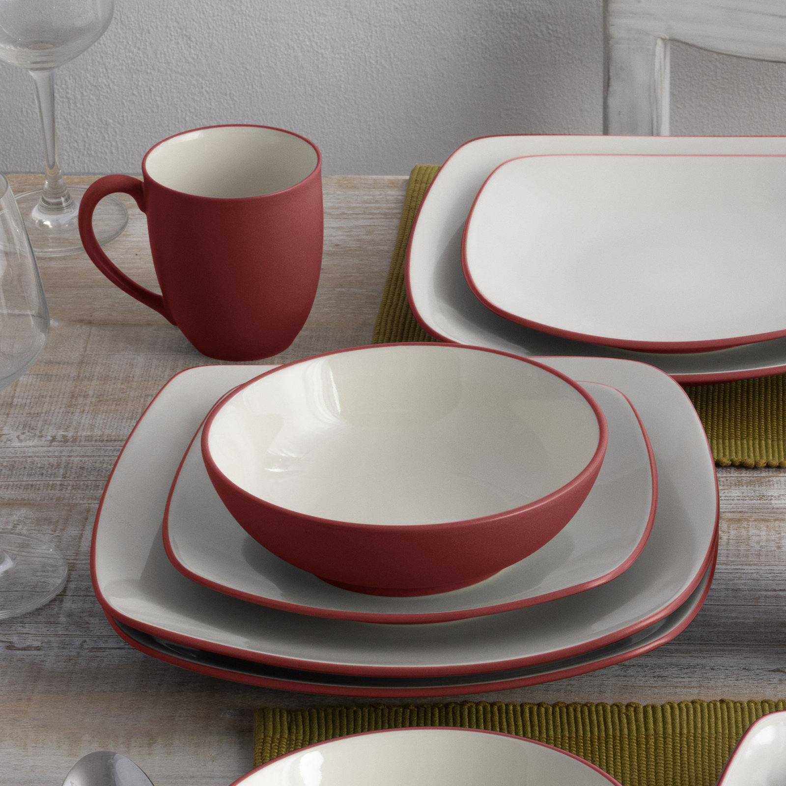 Noritake Colorwave Square Salad Plates, 8-1/4", Raspberry