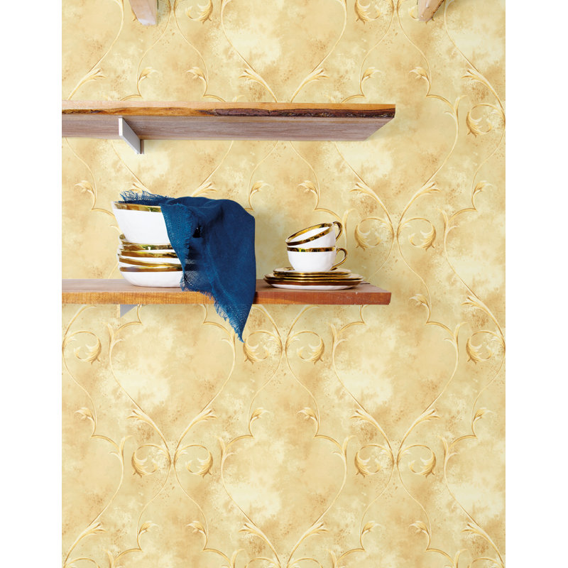 Rouleau de papier peint L 33 pi x l 20,5 po Aceves, Or / abricot