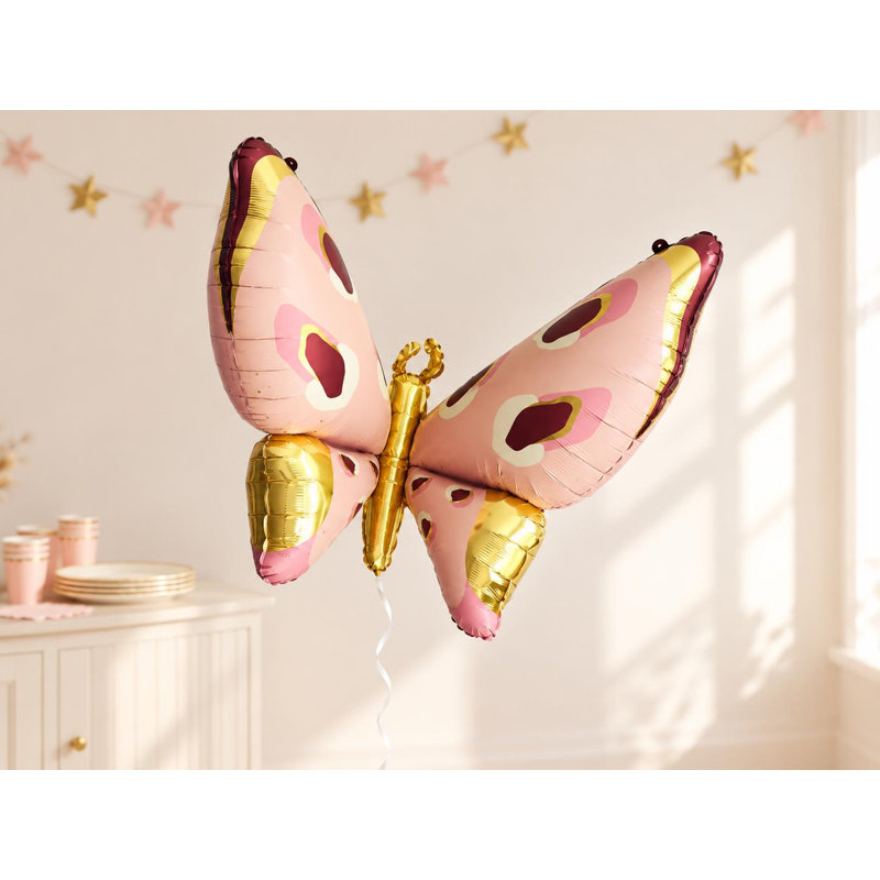 Ballon papillon rose en mylar - Décor délicat pour les fêtes de naissance et d'anniversaire